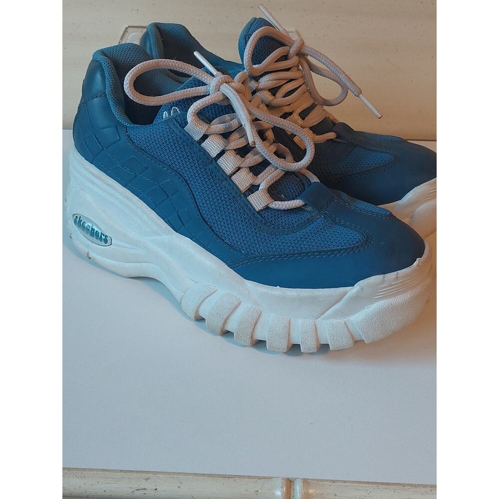 VTG Skechers Chunky Platform Sneaker Blaster Jammers 90s Y2K blue RARE 9